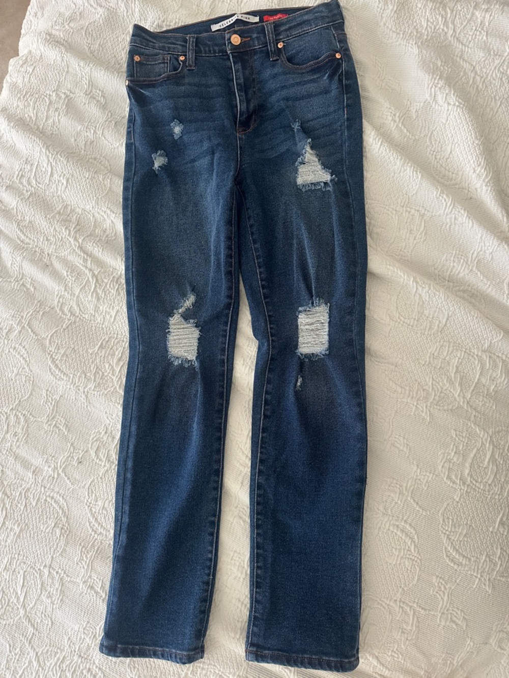 Celebrity Pink “The Bestie” Stretchy Women's Straight Leg Jeans in Dark Blue